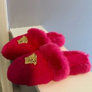 Versarce Pink slippers with Gold medusa head